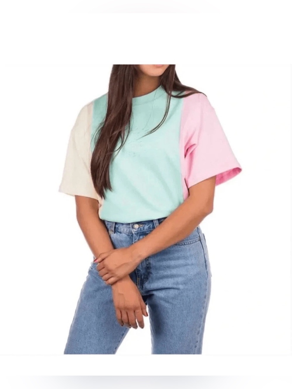Teddy Fresh  Colorblock Tee - Mint, Pink & Cream